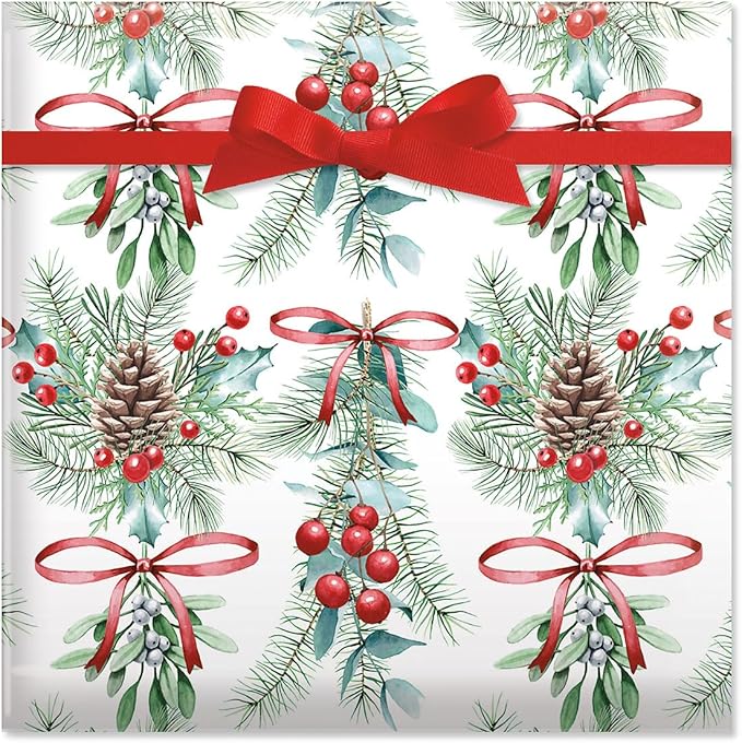 Current Under The Mistletoe Christmas Rolled Wrapping Paper - Premium Jumbo 23-Inch x 32-Foot Gift Wrap Roll, 61 Square Feet Total