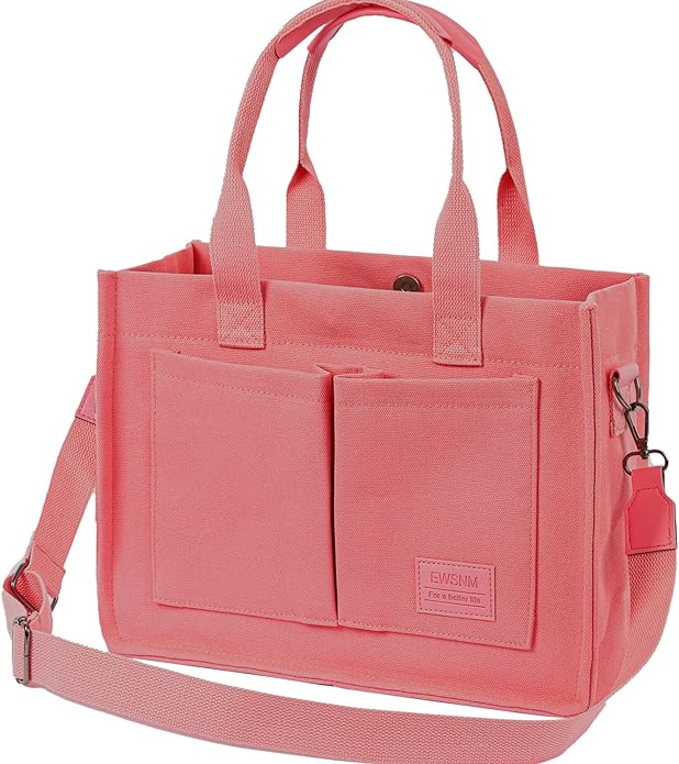 Canvas Tote Bag for Women, Large Laptop Travel Tote Handbag Totes with Crossbody Shoulder Teachers Reusable Grocery Bags