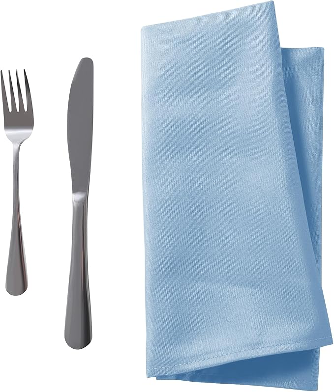 25pcs Polyester Cloth Napkins - 20 x 20 inch Blue Mist Dinner Washable Napkins with Hemmed Edges for Restaurant/Wedding/Hotel(25,Blue Mist)