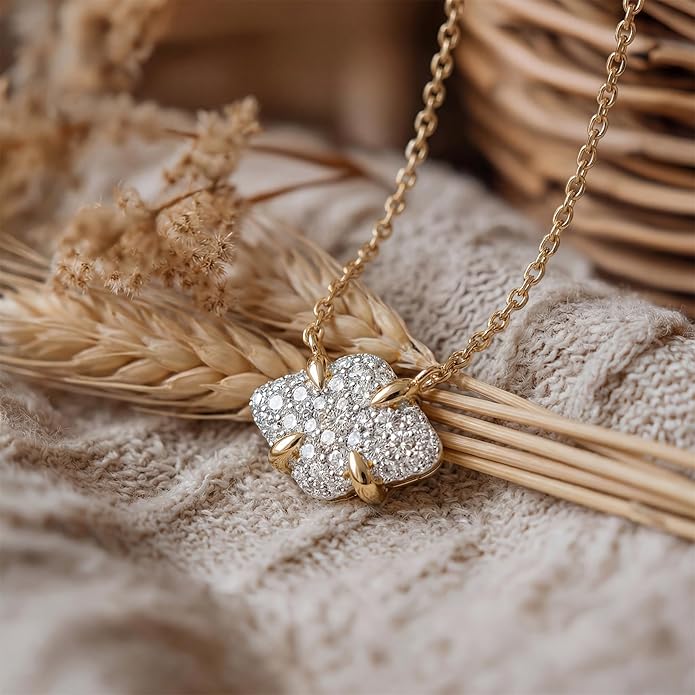 MEVECCO Dainty Gold Necklace For Women 18k Gold Plated Full CZ Pendant Necklace Handmade Necklace Jewelry Everyday Wear