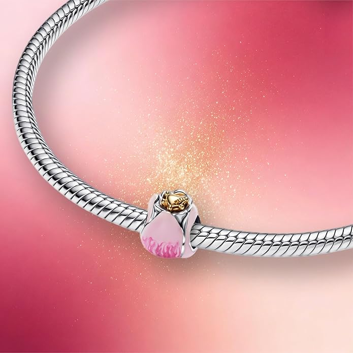 Gold Heart Family Charms Bead for Bracelets and Necklaces Jewelry Charm for Women Valentine Mother's Day