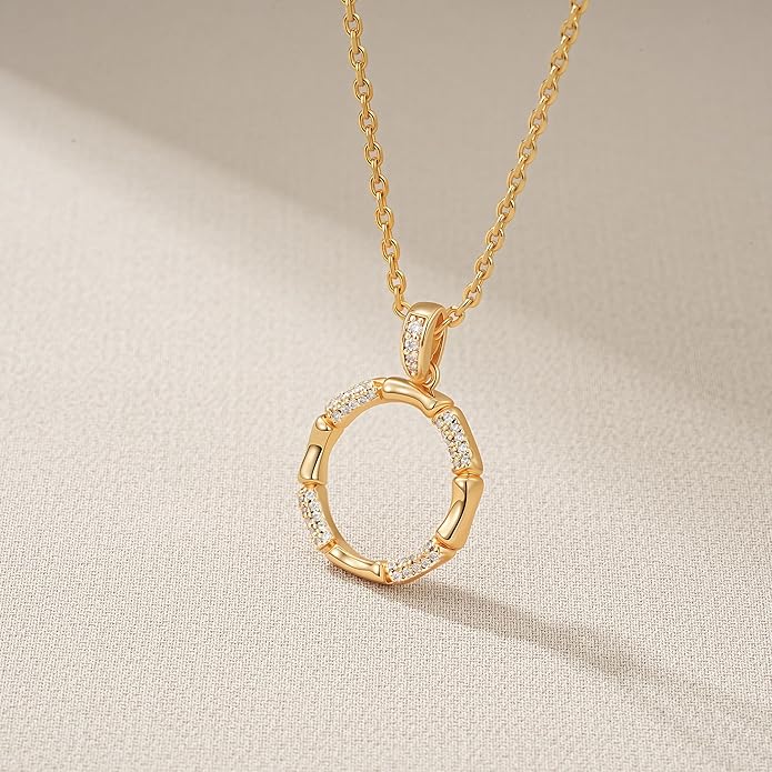 Valloey Rover Dainty Gold Necklace for Women-14K Gold Plated Simple Pendant Circle Necklace Charm Statement Long Necklaces for Women Jewelry Gifts