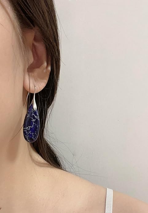 SELOVO Stone Fishhook Dangle Drop Earrings Statement Earrings for Women Stone