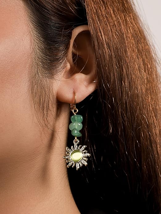 Sacina Boho Hippie Gothic Crystal Celestial Sun Earrings, Boho Earrings, Hippie Jewelry, Christmas Jewelry Gift For Women
