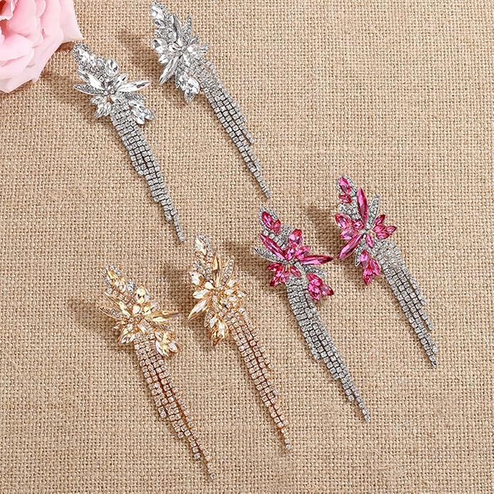 mecresh Marquise Crystal Bridal Chandelier Dangle Drop Earrings Ladies Gifts in Silver/Gold Tone