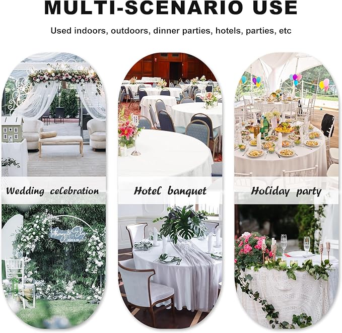 sancua 10 Pack Round Tablecloth White 90 Inch - Stain and Wrinkle Resistant Table Cloth, Washable Polyester Table Cover for Dining Tables, Buffet Parties and Camping