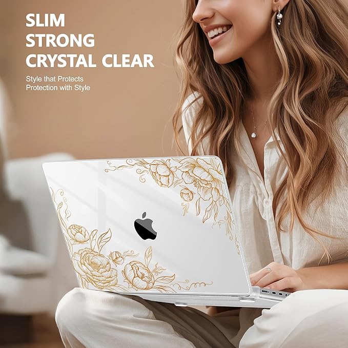 for MacBook Pro 16 inch Case 2021 2022 2023 2024 Release A3186 A3403 M4 A2991 M3 A2780 M2 A2485 M1 Pro/Max, Hard Shell Case with Screen Protector & Keyboard Cover, Floral P294