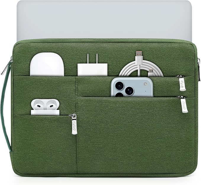 HYZUO 14-15 Inch Laptop Sleeve Bag for MacBook Air 15 M4 M3 M2, MacBook Pro 15, 15" Surface Laptop, XPS 14/15 Plus, Portable NoteBook Case for 14" HP Dell Lenovo ThinkPad Acer, Grass Green