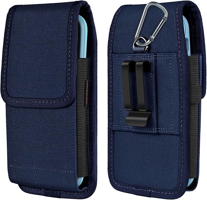 Phone Holster for Belt with Metal Clip and Magnetic Closure Compatible with iPhone 16/15/14/13/12 Pro and Non-Pro, Galaxy S25 S24 S23 S22 for Everyday Protection, M-Blue