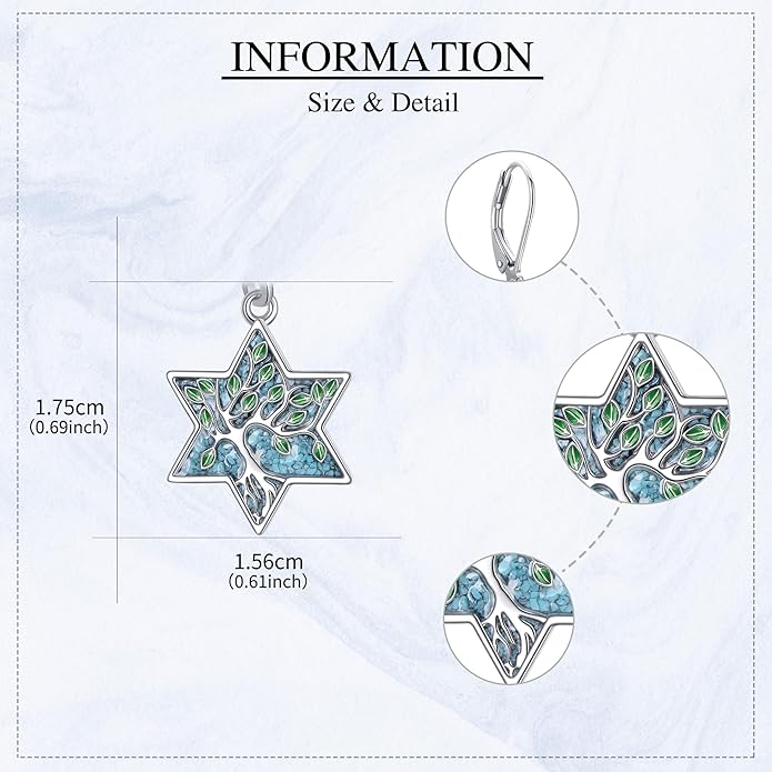Tree of Life Earrings Sterling Silver Celtic Tree of Life Abalone Shell Dangle Drop Earrings for Women Jewelry