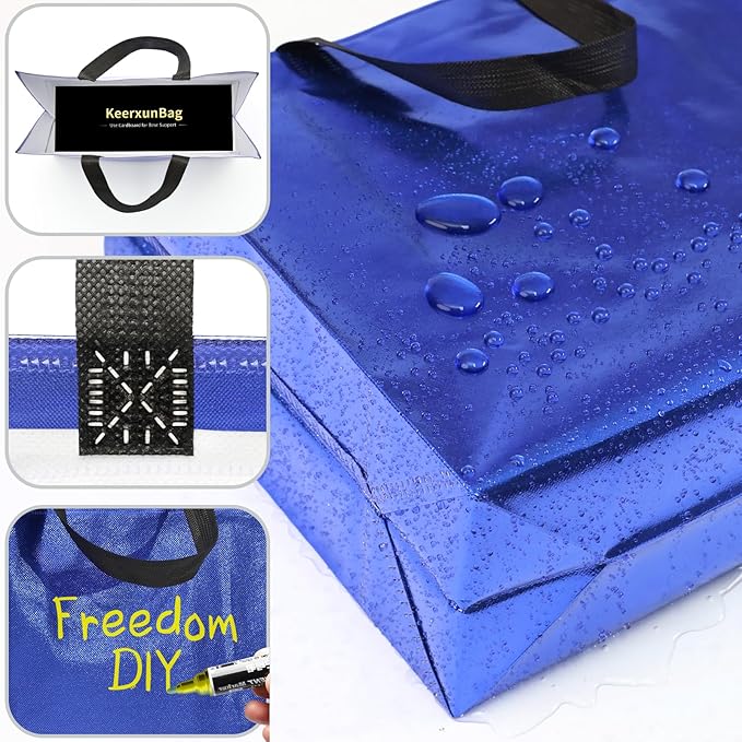 KeerxunBag 12Pcs Reusable Gift Bags（Includes Tissue Paper） Gift bag with handle Birthdays Parties Holidays Weddings Medium 13x5x11in Blue Gift Bags