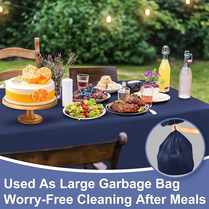6 Pack Plastic Navy Blue Tablecloth, 54 X 108 Inch Graduation Scalloped Table Cloth for Rectangle Table Disposable Spring Tablecloth for BBQ Picnic Birthday Dinner Holiday Graduation Celebration Party