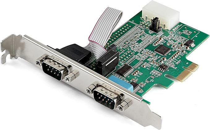 StarTech.com 2-port PCI Express RS232 Serial Adapter Card - PCIe RS232 Serial Host Controller Card - PCIe to Dual Serial DB9 Card - 16950 UART - Expansion Card - Windows & Linux, TAA (PEX2S953)