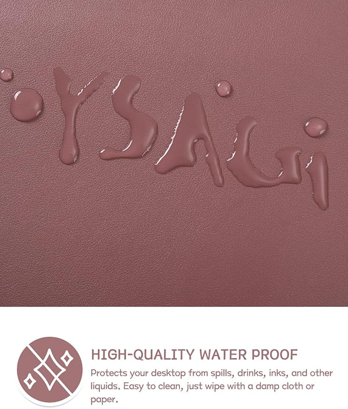 YSAGi Non-Slip Leather Desk Pad Blotter, Waterproof Laptop Computer Desk Keyboard Mat, Table Protector Mat, Large Mouse Pad for Office/Work/Home/Decor(Dark Pink, 31.5" x 15.7")