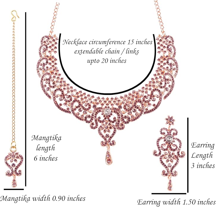Touchstone Indian jewelry set for women bollywood gold jewellery wedding outfits necklace sets earrings bridal maang tikka fancy costume girls big desi accessories rhinestone in gold or silver tone