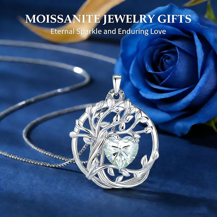 Gorgeous Moissanite Necklaces for Women - Valentine's Day Gifts for Wife Girlfriend, 925 Sterling Silver 1-3CT Moissanite Pendant Jewelry, Wedding Anniversary Birthday Christmas for Mom