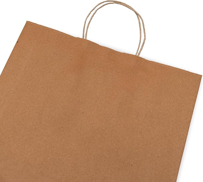 Prime Line Packaging Brown Paper Bags, Kraft Paper Bags with Handles for Shopping, Merchandise, Retail, Small Business, Bulk, 13x7x17, 50 Pack