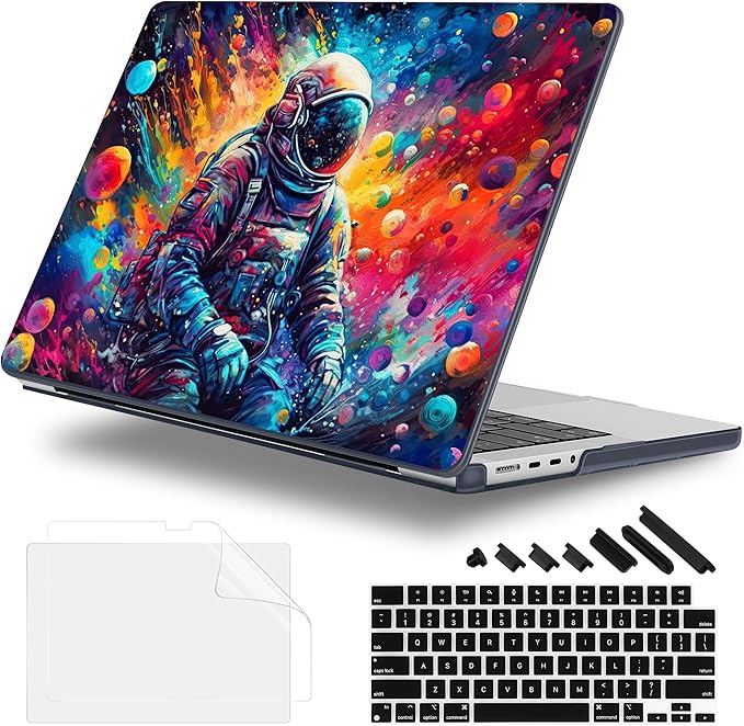 for MacBook Pro 16 inch Case 2021 2022 2023 2024 Release A3186 A3403 M4 A2991 M3 A2780 M2 A2485 M1 Pro/Max, Hard Shell Case with Screen Protector & Keyboard Cover, Astronaut