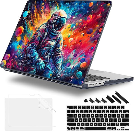 for MacBook Pro 16 inch Case 2021 2022 2023 2024 Release A3186 A3403 M4 A2991 M3 A2780 M2 A2485 M1 Pro/Max, Hard Shell Case with Screen Protector & Keyboard Cover, Astronaut