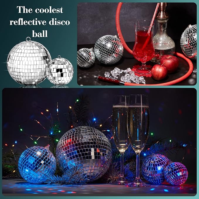 17 Pcs Disco Ball Decorations Assorted Size Disco Ball Ornaments, Mini Large Hanging Party Favors for Christmas New Year Weddings Decor Festival Stage Prop(6, 3.2, 2 Inch)