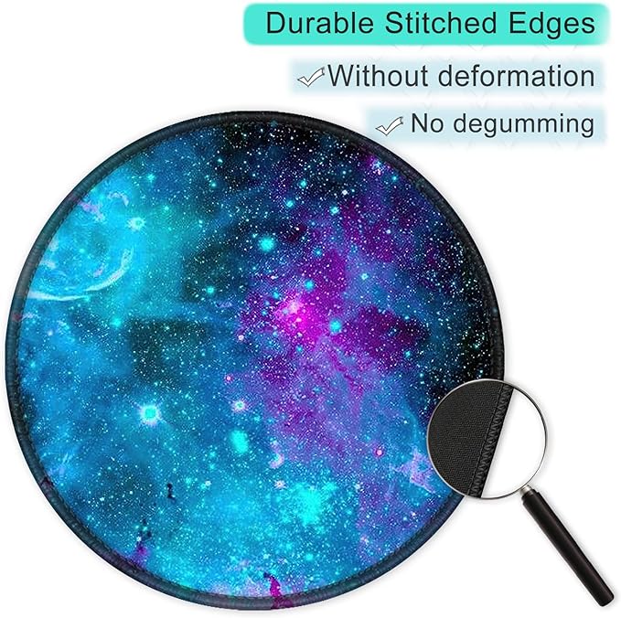 ITNRSIIET Round Mouse Pad with Stitched Edge Premium-Textured Waterproof Non-Slip Rubber Base Desktop Protection Mat Diameter 8.7 inches, Nebula Galaxy
