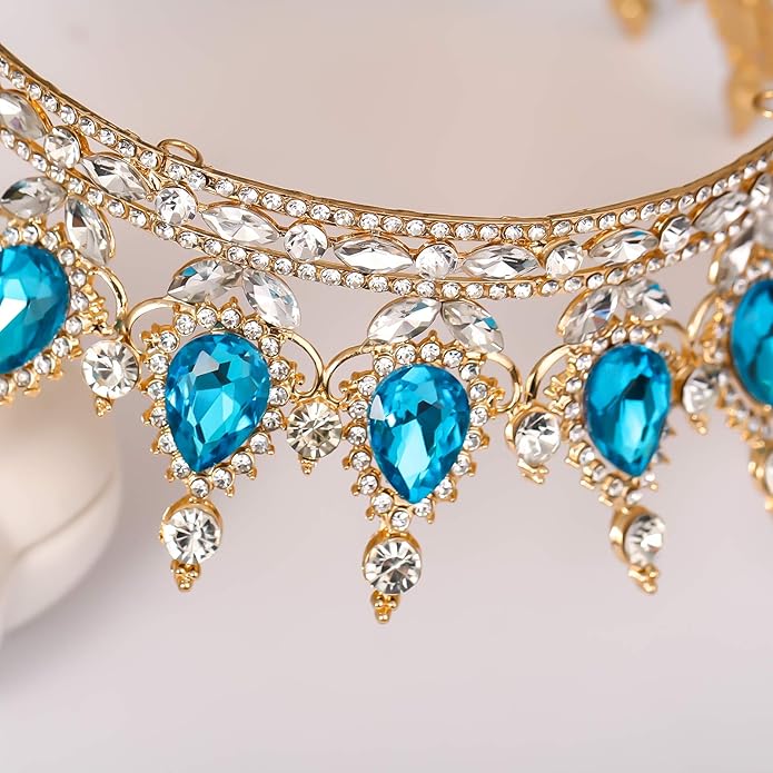 FORSEVEN Queen Crown Rhinestone Wedding Crowns and Tiaras for Women Costume Party Hair Accessories Princess Birthday Crown Crystal Bridal Crown Halloween Decorations Headband