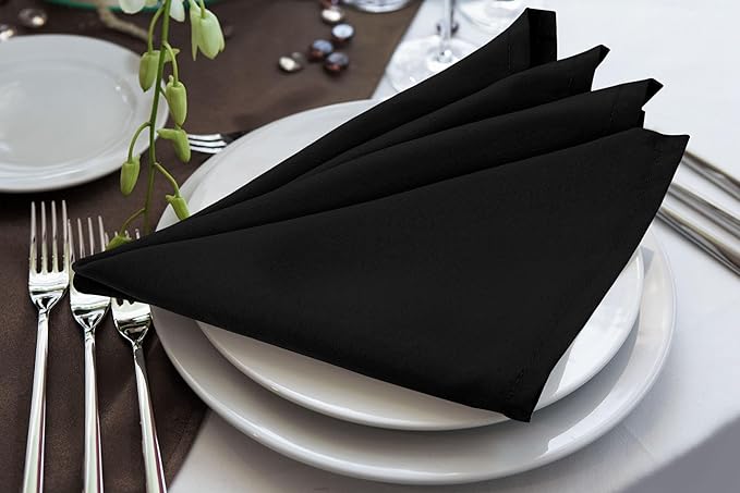 Utopia Home [288 Pack, Black] Cloth Napkins 17x17 Inches, 100% Polyester Hemmed Edges, Washable and Reusable Ideal for Parties, Weddings and Dinners