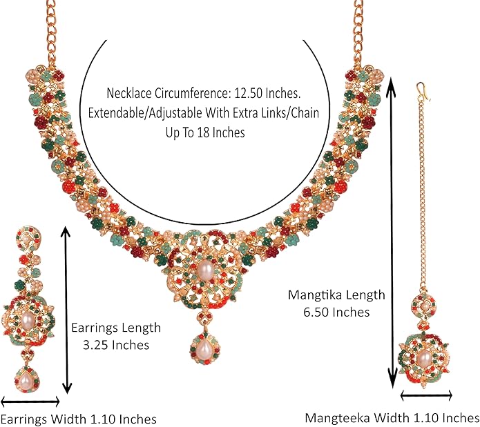 Touchstone Indian jewelry sets for women gold wedding tikka necklace set guest costume fancy bridal jewellery rhinestone crystal elegant formal prom evening wear dainty accessories