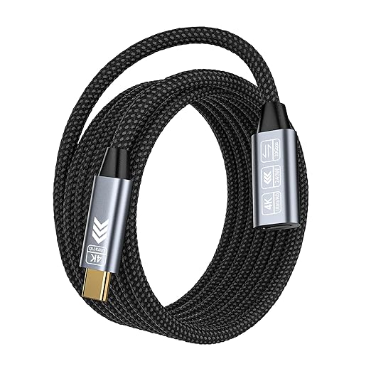 USB C Extension Cable 10FT, 20Gbps/240W USB3.2 Type C Extender Cord, 4K@60Hz Video Output Nylon Braided USB C Male to Female Extension Charging Cable Compatibility with Thunderbolt 4/3