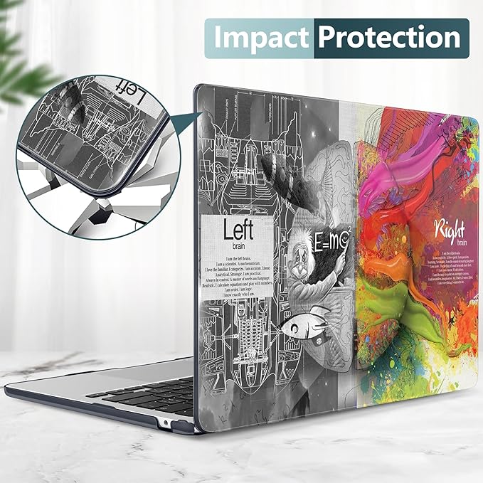 TWOLSKOO for M4 MacBook Air 13.6 inch Case 2025-2022 Release M4 A3240 M3 A3113 M2 A2681, Plastic Hard Shell & Screen Protector & Keyboard Cover & Trackpad Film, Creative Brain