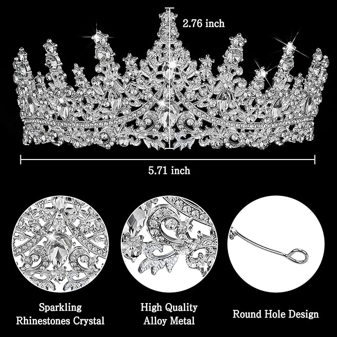 Gold Crown for Women Crystal Princess Tiaras Rhinestone Queen Headband Wedding Bridal Hair Accessories Birthday Prom Pageant Party Coming of Age Ceremony Photo Props