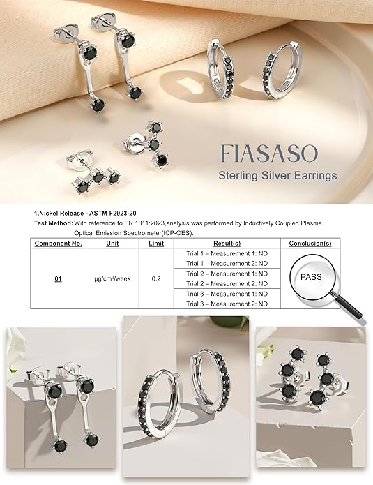 FIASASO 3 Pairs 925 Sterling Silver Hypoallergenic Earrings for Women Trendy - 14K Gold Plated Stud Hoop Cartilage Earrings Set Small Earring Stacks for Sensitive Ears Non Tarnish Dainty Silver Earring