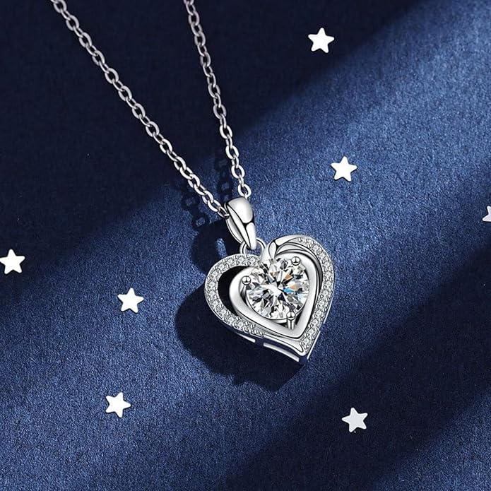 14K Gold 1 Carat Diamond Classic Heart Pendant Necklace for Women, Round Cut D-Color VVS1,A Unique Birthday Gift for Her