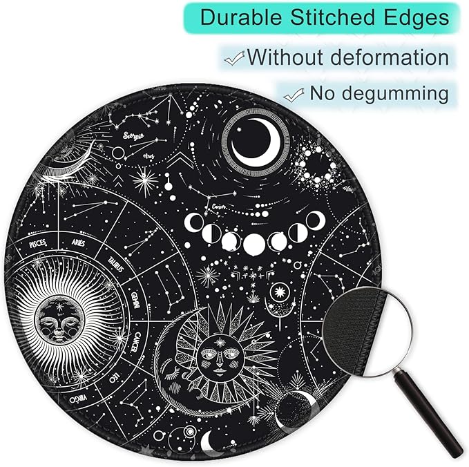 ITNRSIIET Round Mouse Pad with Stitched Edge Premium-Textured Waterproof Non-Slip Rubber Base Desktop Protection Mat Diameter 8.7 inches, Sky Spirit