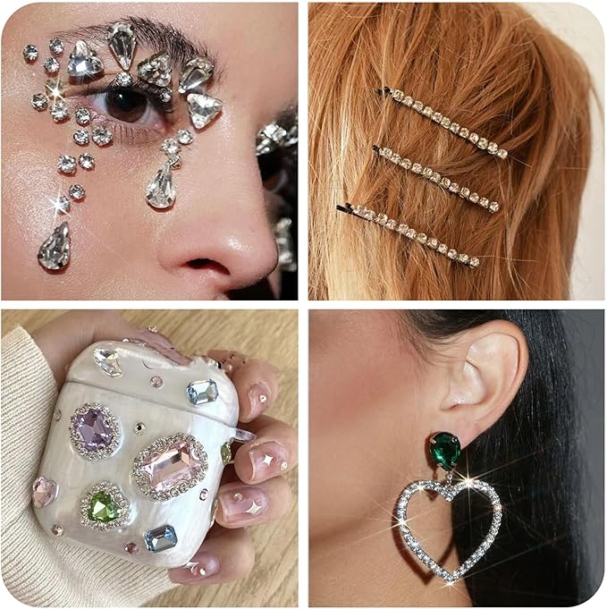 Fashewelry 1000Pcs Crystal Clear Cubic Zirconia Faceted Rhinestone Cabochons 2mm Mini Pointed Back Diamante Gems for Nail Art Craft Replacing Jewelry
