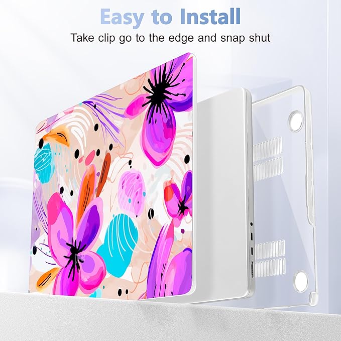 for MacBook Pro 16 inch Case 2021 2022 2023 2024 Release A3186 A3403 M4 A2991 M3 A2780 M2 A2485 M1 Pro/Max, Hard Shell Case with Screen Protector & Keyboard Cover, Trendy Floral