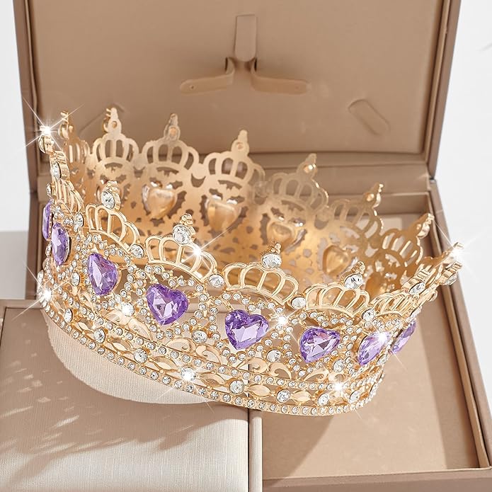 Queen Crown Wedding Rhinestone Heart Crowns and Tiaras for Women Costume Party Hair Accessories Princess BirthdayCrown Crystal Bridal Crown