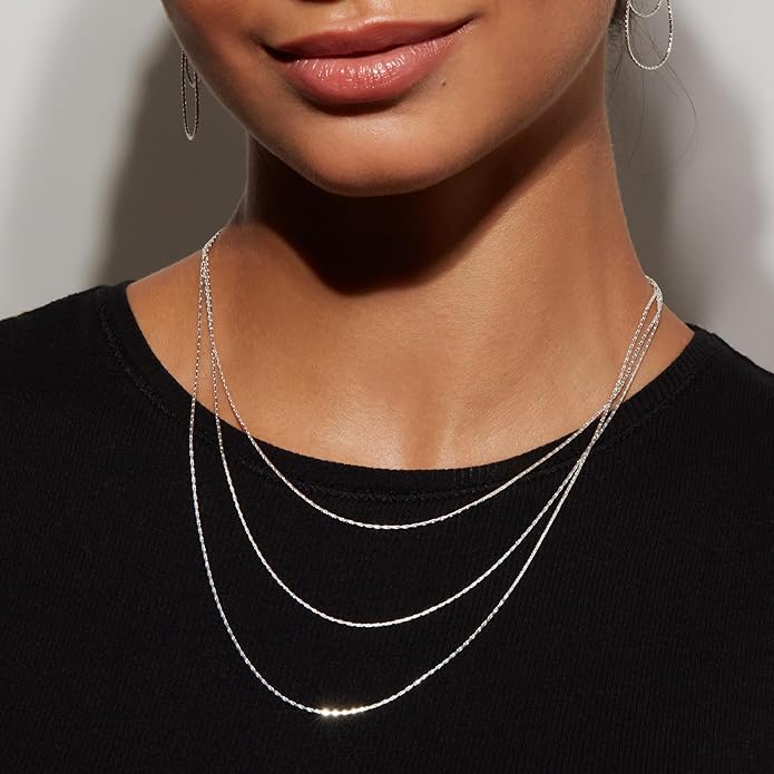 Milla Layered Necklaces for Women – 14K Gold Plated or Silver Plated Dainty Necklace Stack, Trendy Triple Chain Necklace Set