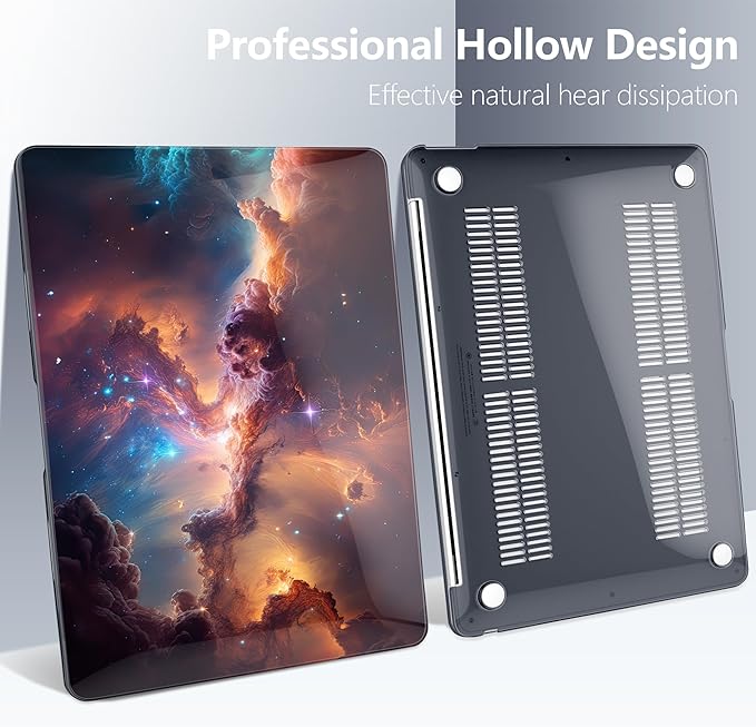 Batianda Case for M1 MacBook Air 13 Inch Model A2337 A2179 A1932 2021 2020 2019 Release,3D Painted Creative Series Design Hard Shell with Keyboard Cover & Screen Protector, Nebula