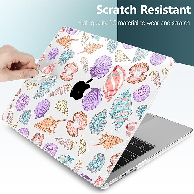 TWOLSKOO Compatible with M4 MacBook Air 13.6 inch Case 2025-2022 Release M4 A3240 M3 A3113 M2 A2681, Plastic Hard Shell & Keyboard Cover & Type C Adapter & Screen Protector, Colorful Shells