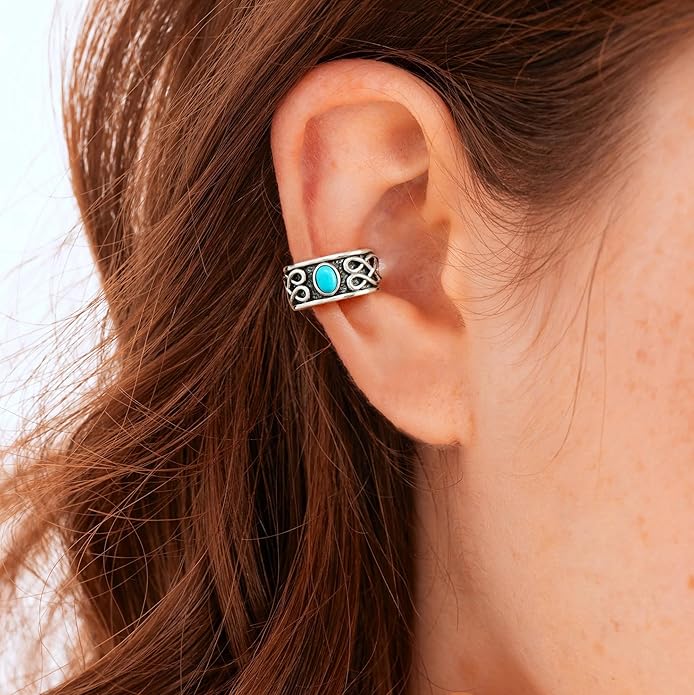CHIC & ARTSY 925 Sterling Silver Ear Cuffs for Women, Non Piercing Clip On Cartilage Cuffs, Adjustable Fake Conch & Helix Earrings, Gold Plated & Oxidized Various Styles