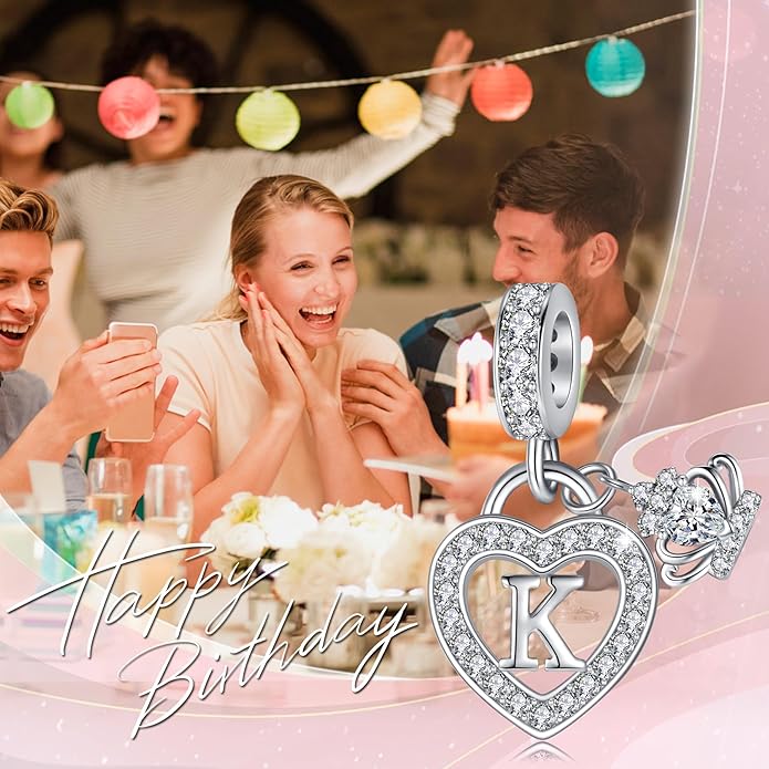 Letter Charms for Charms Bracelet: Silver Heart Alphabet Initial Dangle Charms Bead for Bracelets and Necklaces, Birthday Mother's Day Christmas Jewelry Gifts For Women