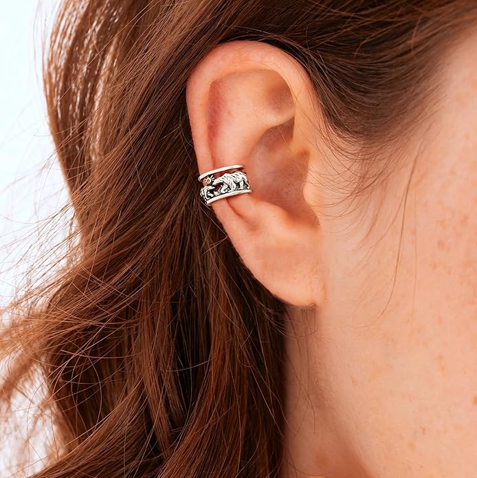 CHIC & ARTSY 925 Sterling Silver Ear Cuffs for Women, Non Piercing Clip On Cartilage Cuffs, Adjustable Fake Conch & Helix Earrings, Gold Plated & Oxidized Various Styles