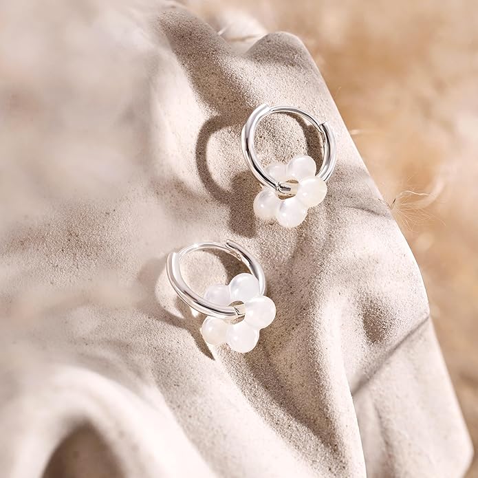 Gold Pearl Dangle Earrings for Women, 14K Gold Plated Small Pearl Drop Huggie Hoop Earrings, Hypoallergenic Dainty Gold Earrings Wedding Jewelry Gifts for Women Trendy