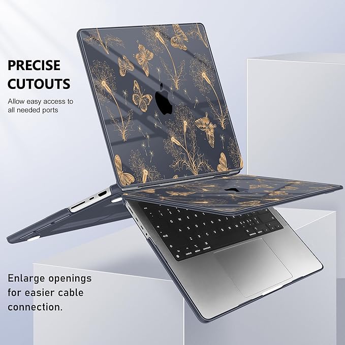 for MacBook Pro 16 inch Case 2021 2022 2023 2024 Release A3186 A3403 M4 A2991 M3 A2780 M2 A2485 M1 Pro/Max, Hard Shell Case with Screen Protector & Keyboard Cover, Butterflies