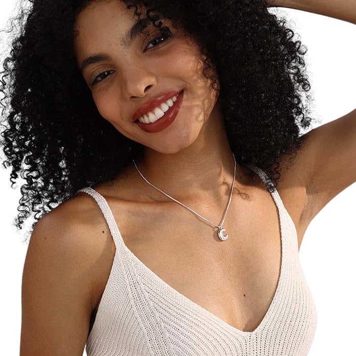Bubble Gold Silver Letter Necklace Initial Necklaces for Women Trendy 14K Dainty Charm Pendant Name Necklace Personalized Jewelry Gift for Women Teen