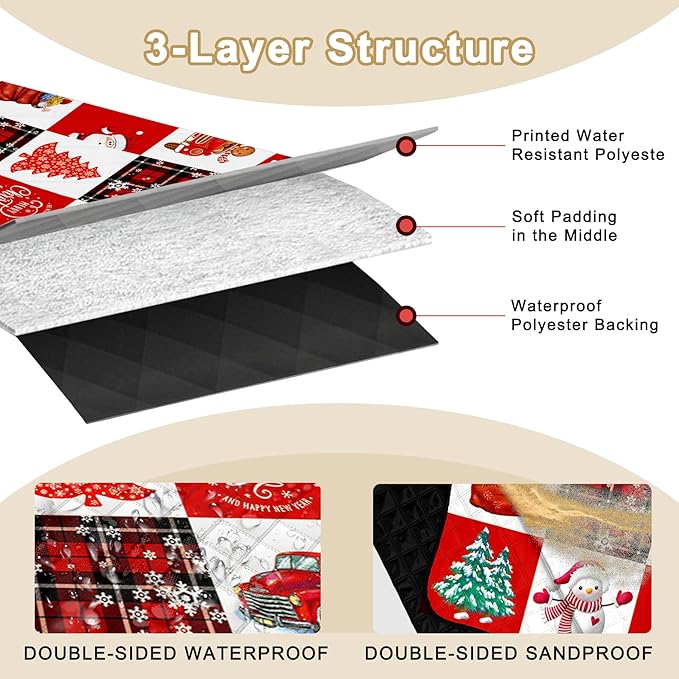 Poedist Extra Large Picnic Blanket Waterproof,80"x 80"Foldable Machine Washable Beach Blanket,Outdoor Blanket for 6-8 Adults,Suitable for Crawling,Park Beach,Camping,Hiking,Family,Merry Christmas