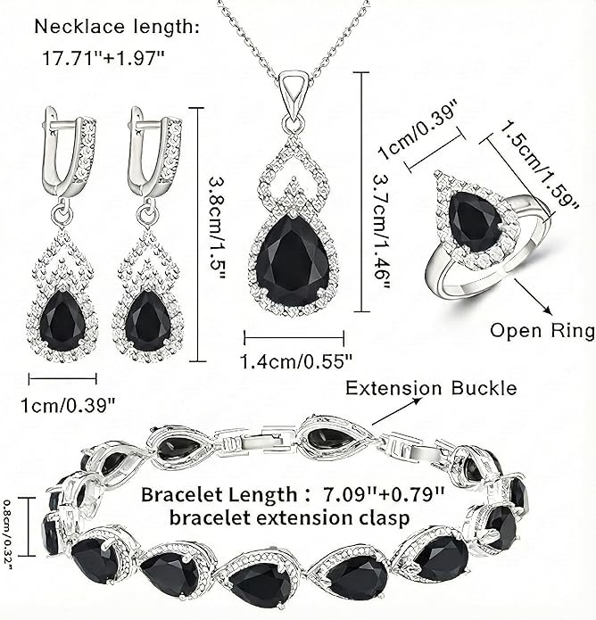 Classic Jewelry Set—Perfect for Weddings, Galas, and Everyday Wear—Includes Bracelet, Ring, Pendant Earrings, and Necklace ，Birthday Gift for Mother/Wife/Sister/Best Friend