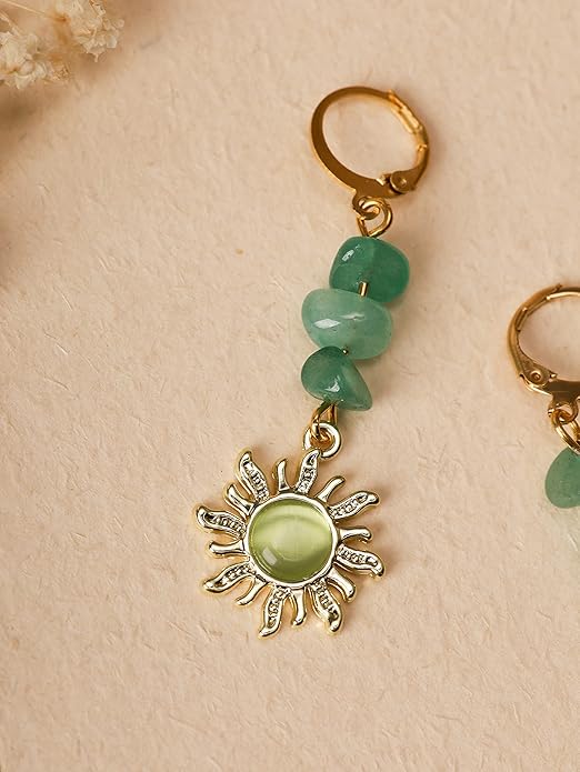 Sacina Boho Hippie Gothic Crystal Celestial Sun Earrings, Boho Earrings, Hippie Jewelry, Christmas Jewelry Gift For Women