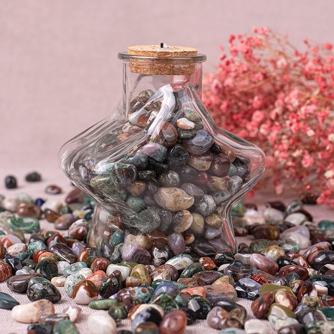 Polished Ocean Jasper Crystal Chips Set, 0.4", 128 Pcs - Handpicked Tumbled Stones and Crystals Bulk for Healing, Reiki, Meditation, Witchcraft and Home Decor